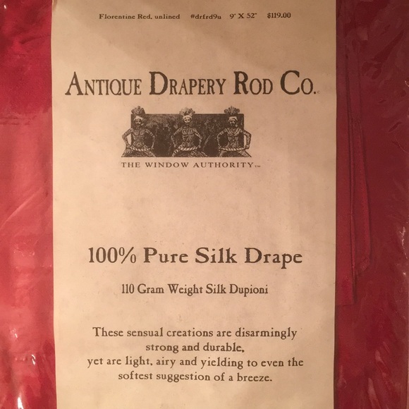 Antique Drapery Rod Company Accents 100 Pure Silk Drapes 9x52